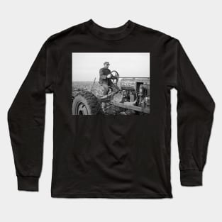 Farmer Driving Tractor, 1937. Vintage Photo Long Sleeve T-Shirt